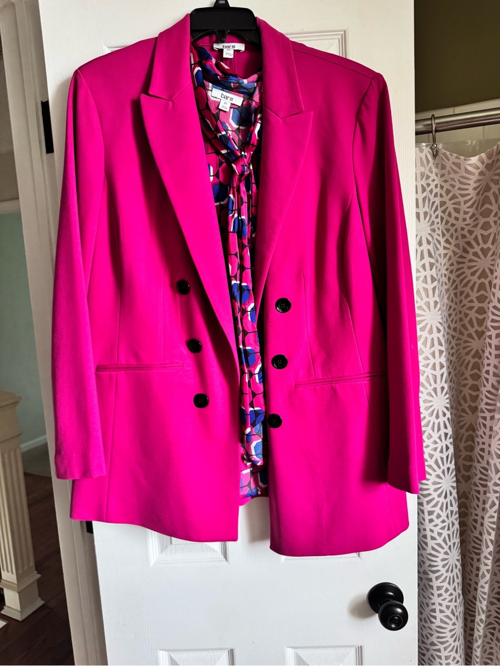 Bar III Hot Pink Double-Breasted Blazer
